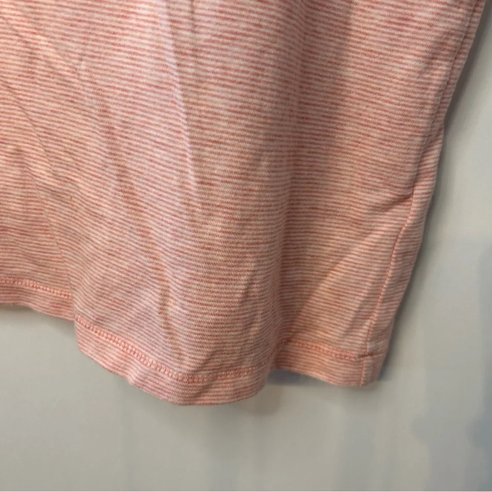 Splendid Women’s Coral and White Stripe Short Sleeve Crew Neck Tee, Size Medium - Picture 4 of 8